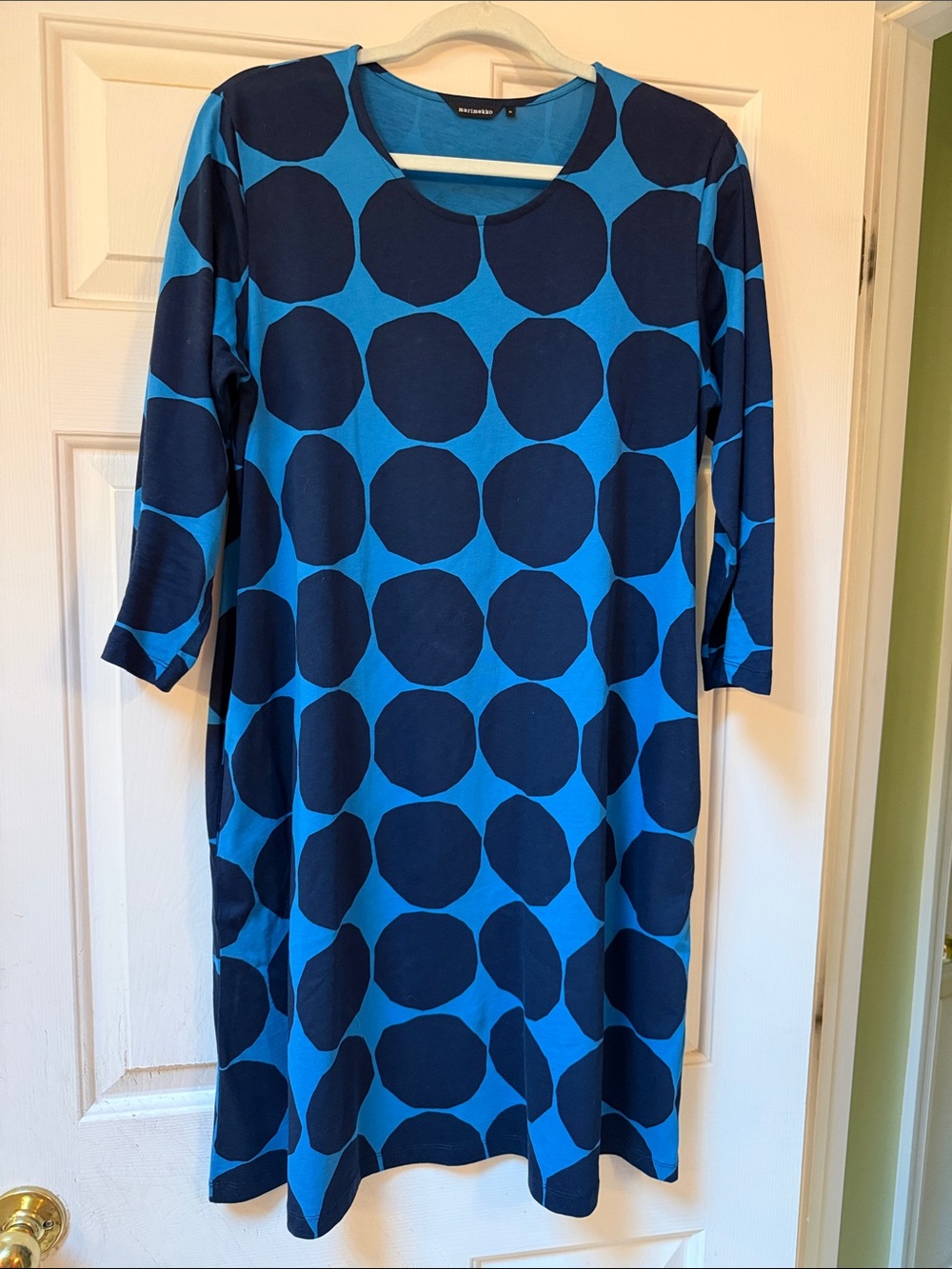 Marimekko Blue Polka Dot Midi Dress M